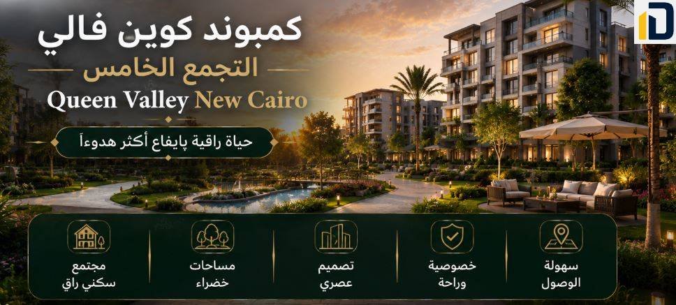 Compound Queen Valley New Cairo by Euphoria Development حيث الفخامة المعمارية الأوروبية والسعر التنافسي المميز.